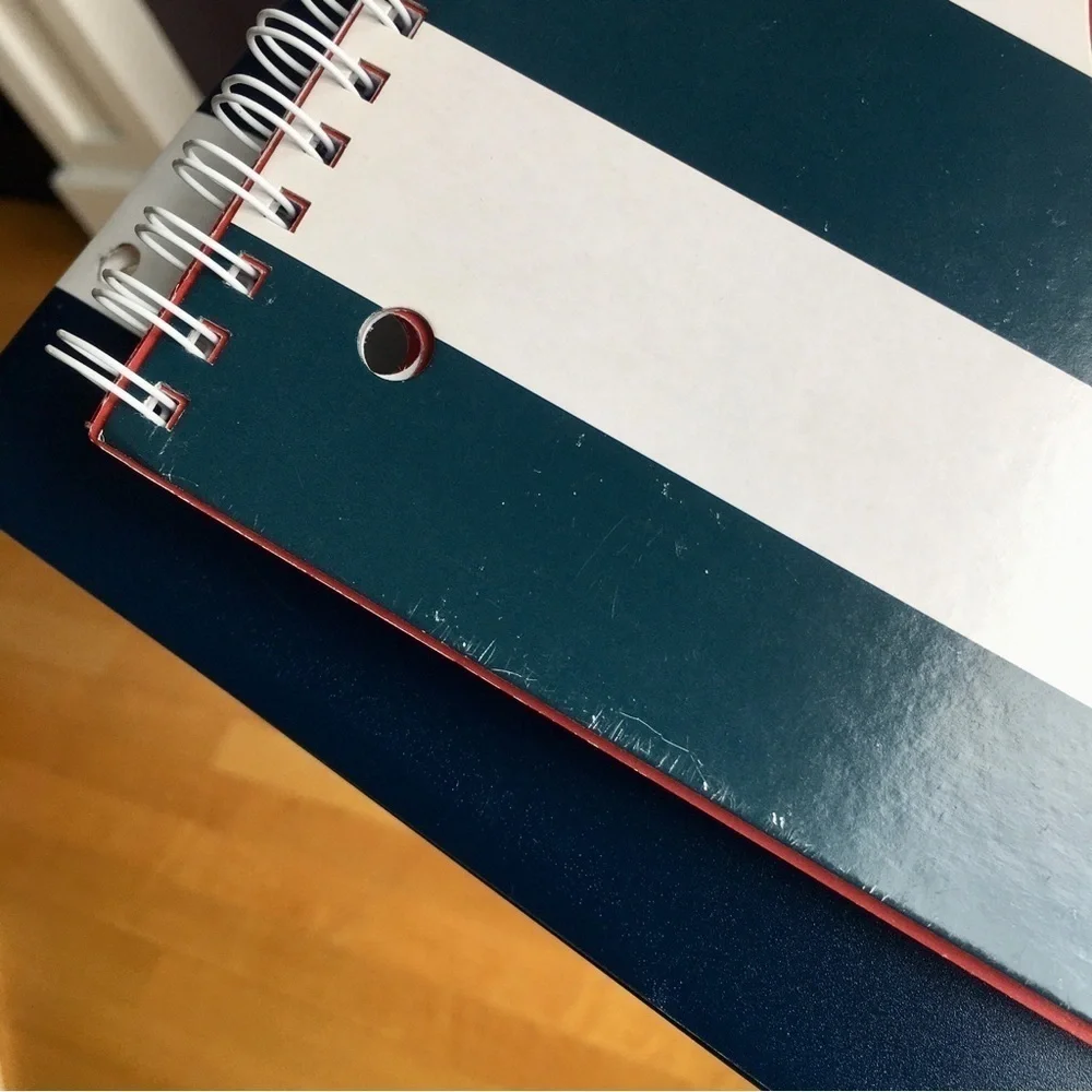 Nautical Anchor on Stripe Notebook + Folder Stationery Set, Navy, White, Red